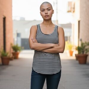 H&M Black and White Striped Tank Top